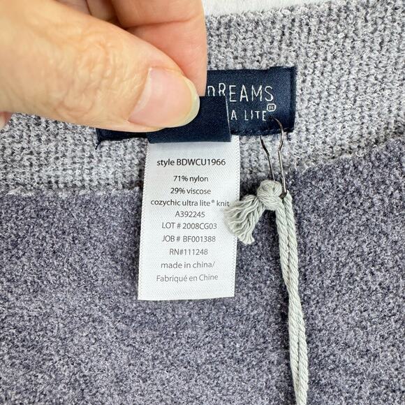 NEW Barefoot Dreams CozyChic Ultra Lite Gray Stripe Ocean Breeze Poncho One Size - Picture 9 of 9